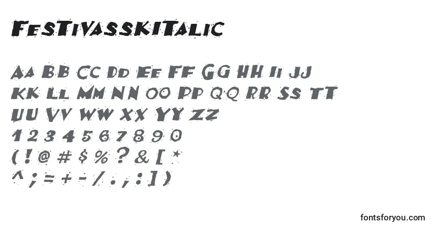 A fonte FestivasskItalic – alfabeto, números, caracteres especiais