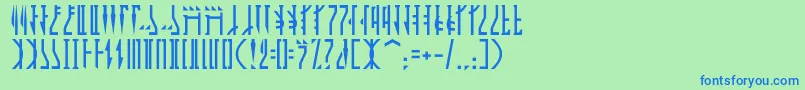 Mandalor-Schriftart – Blaue Schriften auf grünem Hintergrund