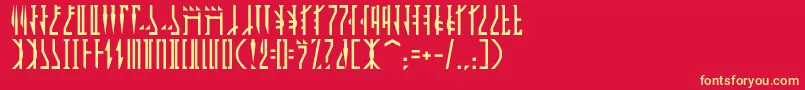Mandalor-Schriftart – Gelbe Schriften auf rotem Hintergrund