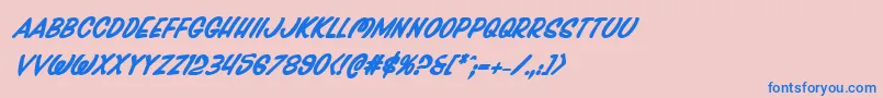 Pressdarlingboldital Font – Blue Fonts on Pink Background