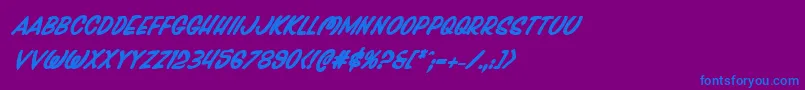 フォントPressdarlingboldital – 紫色の背景に青い文字