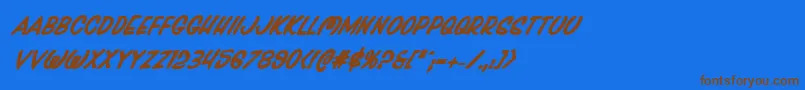 Pressdarlingboldital Font – Brown Fonts on Blue Background