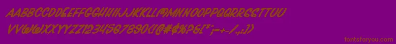 フォントPressdarlingboldital – 紫色の背景に茶色のフォント
