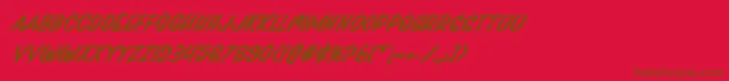 Pressdarlingboldital-Schriftart – Braune Schriften auf rotem Hintergrund