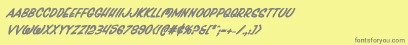 フォントPressdarlingboldital – 黄色の背景に灰色の文字