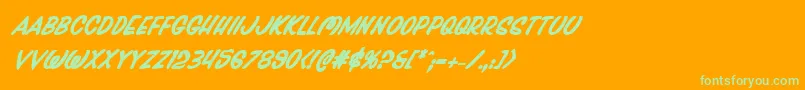 Pressdarlingboldital Font – Green Fonts on Orange Background