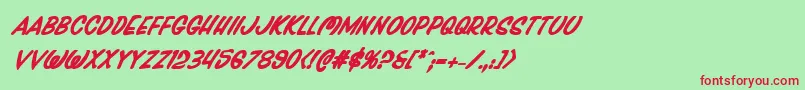 フォントPressdarlingboldital – 赤い文字の緑の背景