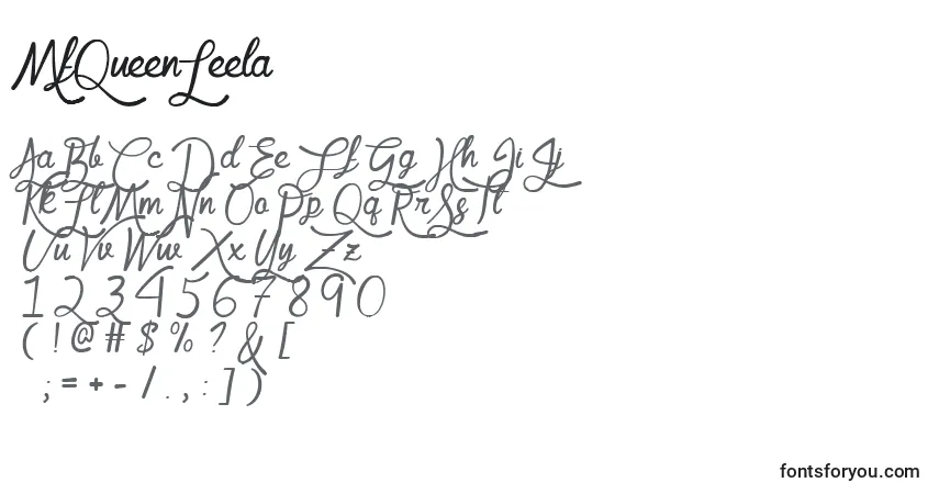 Schriftart MfQueenLeela – Alphabet, Zahlen, spezielle Symbole