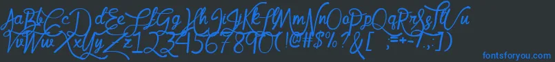 MfQueenLeela-Schriftart – Blaue Schriften auf schwarzem Hintergrund
