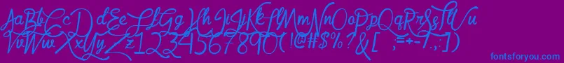 Шрифт MfQueenLeela – синие шрифты на фиолетовом фоне