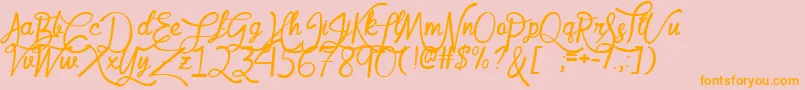 MfQueenLeela-Schriftart – Orangefarbene Schriften auf rosa Hintergrund