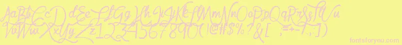 MfQueenLeela Font – Pink Fonts on Yellow Background