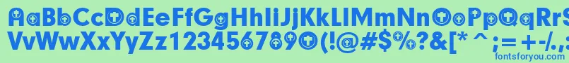 Weitere Informationen zur ChristianParticipants-Schriftart ChristianParticipants-Schriftart – Blaue Schriften auf grünem Hintergrund