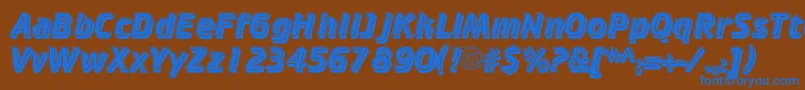 Cricketinlineshadowc-Schriftart – Blaue Schriften auf braunem Hintergrund