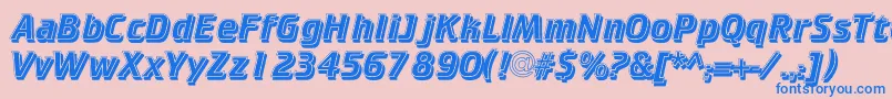 フォントCricketinlineshadowc – ピンクの背景に青い文字