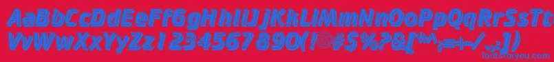 Cricketinlineshadowc-Schriftart – Blaue Schriften auf rotem Hintergrund