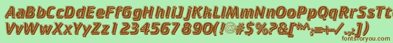 Cricketinlineshadowc-Schriftart – Braune Schriften auf grünem Hintergrund