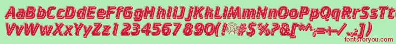 Cricketinlineshadowc-fontti – punaiset fontit vihreällä taustalla