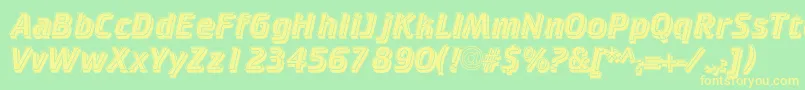 フォントCricketinlineshadowc – 黄色の文字が緑の背景にあります