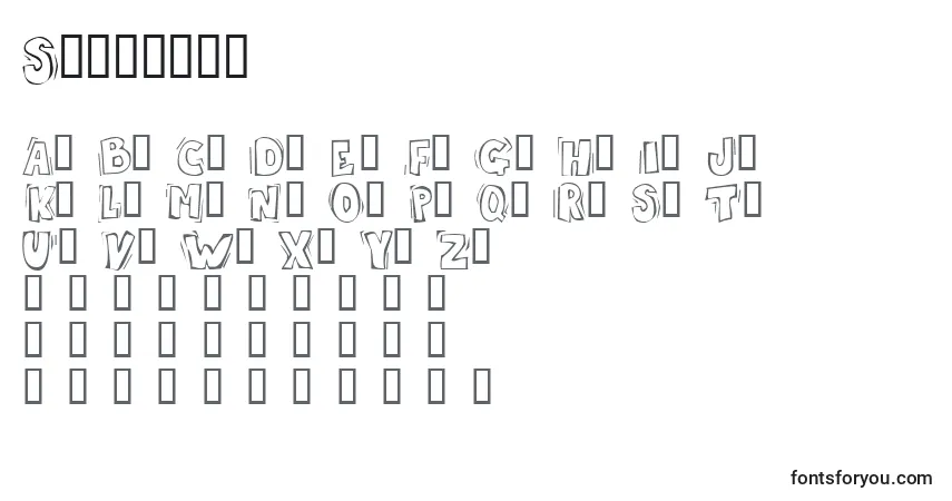 Schriftart Skrotfon – Alphabet, Zahlen, spezielle Symbole
