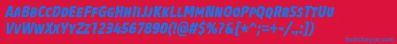 CoreSansMSc77CnExtraboldItalic Font – Blue Fonts on Red Background