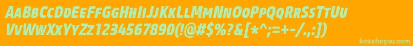 CoreSansMSc77CnExtraboldItalic Font – Green Fonts on Orange Background
