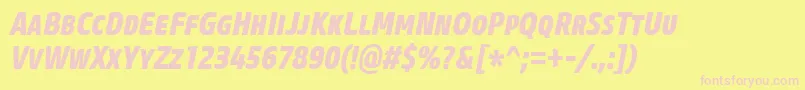 CoreSansMSc77CnExtraboldItalic Font – Pink Fonts on Yellow Background