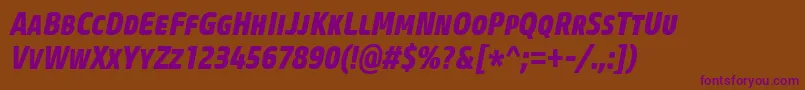 CoreSansMSc77CnExtraboldItalic Font – Purple Fonts on Brown Background