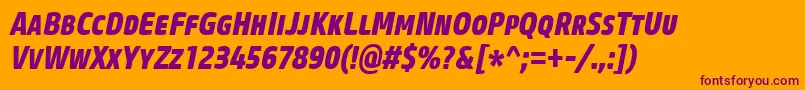 CoreSansMSc77CnExtraboldItalic Font – Purple Fonts on Orange Background
