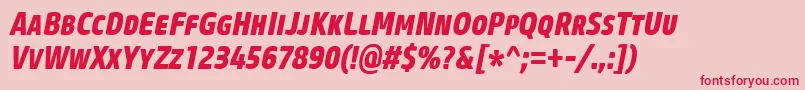 CoreSansMSc77CnExtraboldItalic Font – Red Fonts on Pink Background