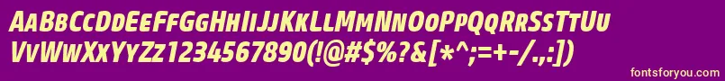 CoreSansMSc77CnExtraboldItalic Font – Yellow Fonts on Purple Background