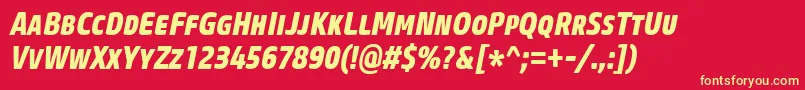 CoreSansMSc77CnExtraboldItalic Font – Yellow Fonts on Red Background