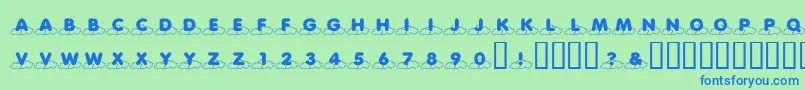 KrCloudNine Font – Blue Fonts on Green Background