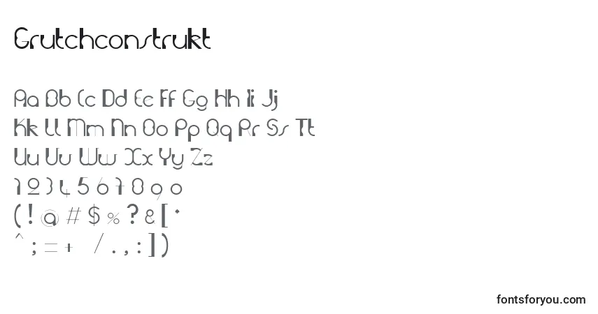 Czcionka Grutchconstrukt – alfabet, cyfry, specjalne znaki