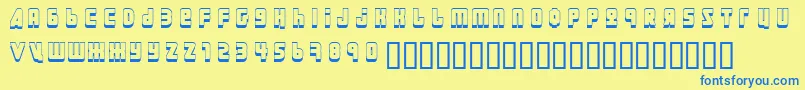 Ural3D-Schriftart – Blaue Schriften auf gelbem Hintergrund