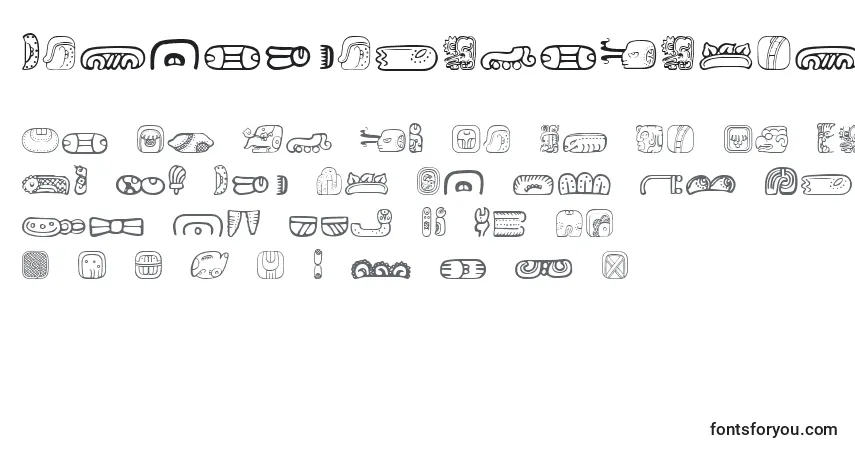 Czcionka MesoamericaDingsThree – alfabet, cyfry, specjalne znaki