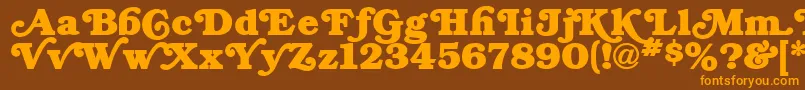 フォントBryantRegular – オレンジ色の文字が茶色の背景にあります。