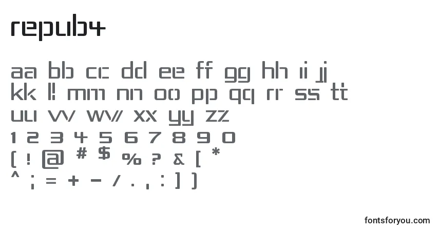 Czcionka Repub4 – alfabet, cyfry, specjalne znaki