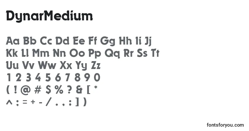 A fonte DynarMedium – alfabeto, números, caracteres especiais