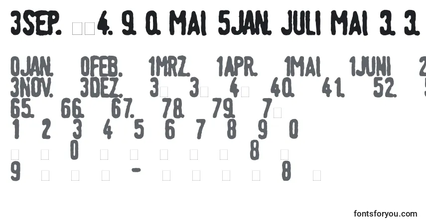 A fonte LinotypeTagesstempelFett – alfabeto, números, caracteres especiais