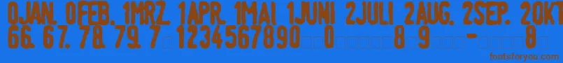 LinotypeTagesstempelFett-Schriftart – Braune Schriften auf blauem Hintergrund