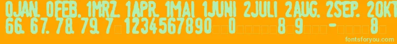 LinotypeTagesstempelFett Font – Green Fonts on Orange Background