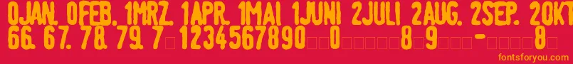 LinotypeTagesstempelFett Font – Orange Fonts on Red Background