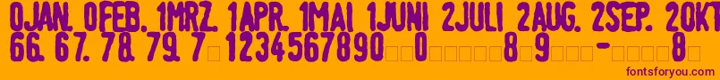 LinotypeTagesstempelFett Font – Purple Fonts on Orange Background