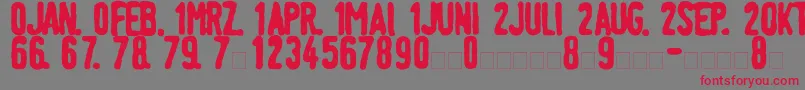 LinotypeTagesstempelFett Font – Red Fonts on Gray Background