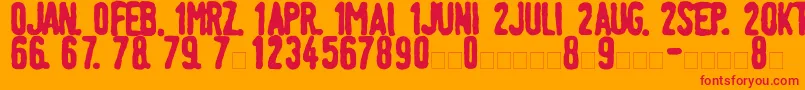 LinotypeTagesstempelFett Font – Red Fonts on Orange Background