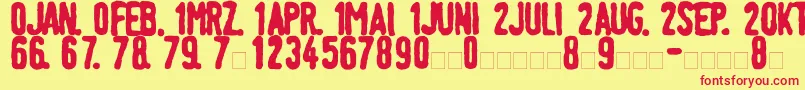 fuente LinotypeTagesstempelFett – Fuentes Rojas Sobre Fondo Amarillo