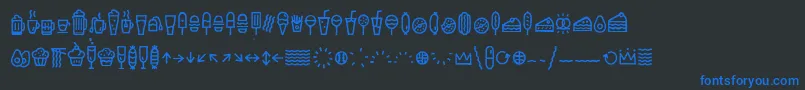 EscalopeCrustTwoIcons Font – Blue Fonts on Black Background