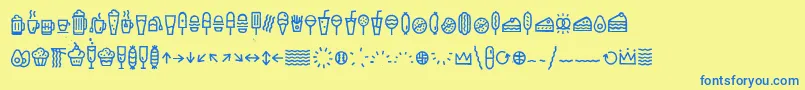 EscalopeCrustTwoIcons Font – Blue Fonts on Yellow Background