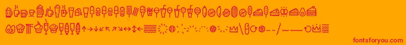 EscalopeCrustTwoIcons-fontti – punaiset fontit oranssilla taustalla